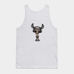 Cute Musical Moose Dj Wearing Headphones Tank Top